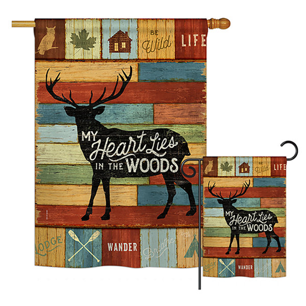 Breeze Decor My Heart Lies In The Woods Nature Outdoor Impressions Vertical House 2 Sided Polyester 40 X 28 In Flag Set Wayfair