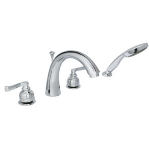 Sienna Double Handle Deck Mounted Roman Tub Faucet with Hand Shower