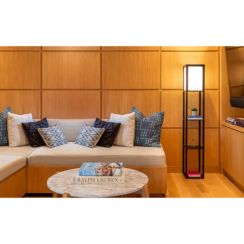 Brightech Maxwell Modern Led Shelf Floor Lamp Skinny End Table Nightstand For Bedroom Combo Narrow Side Table With Standing Accent Light Attached Asian Tower Book Shelves Black Wayfair Ca