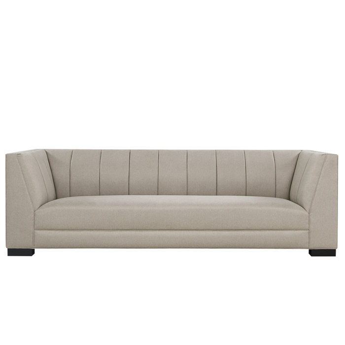 Fraser Tufted Back Sofa In Light Grey Plush Low Pile Velvet