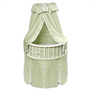 Marisol White Bassinet with Sage Waffle Bedding