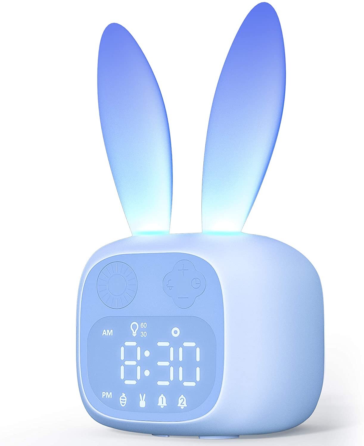 Ivy Bronx Alarm Clock For Kids, Bunny Night Light Alarm Clock For Girls Teens Bedroom, Children's Sleep Trainer, 6 Ringtones, Snoozing With 1800mah Rechargeable Digital Clock Blue | Wayfair