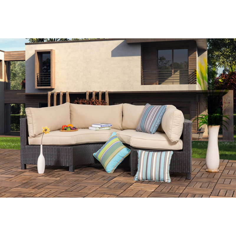 Gracie Oaks Zaina Outdoor 2 Pieces Curved Sofa Seating Group With