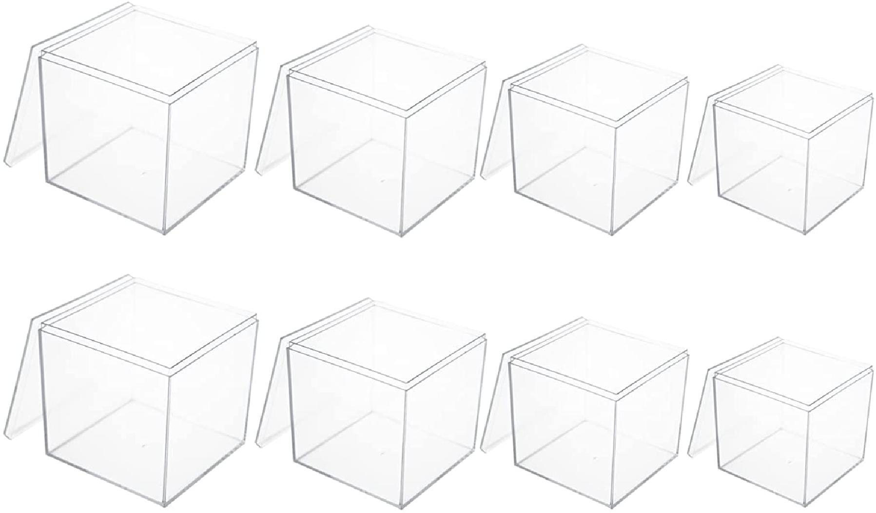 Rebrilliant Clear Plastic Square Cube, Acrylic Cube Container With Lid