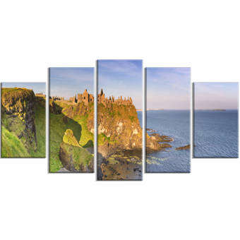 Designart Massive Blue Waves Breaking Beach 5 Piece Wall Art On Wrapped Canvas Set Wayfair