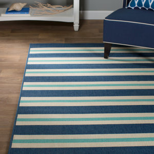 Springwater Blue/Ivory Indoor/Outdoor Area Rug