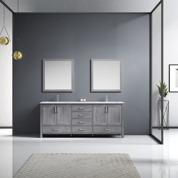 Latitude Run® Jacques 80 Inch Bathroom Vanity Cabinet With Quartz ...