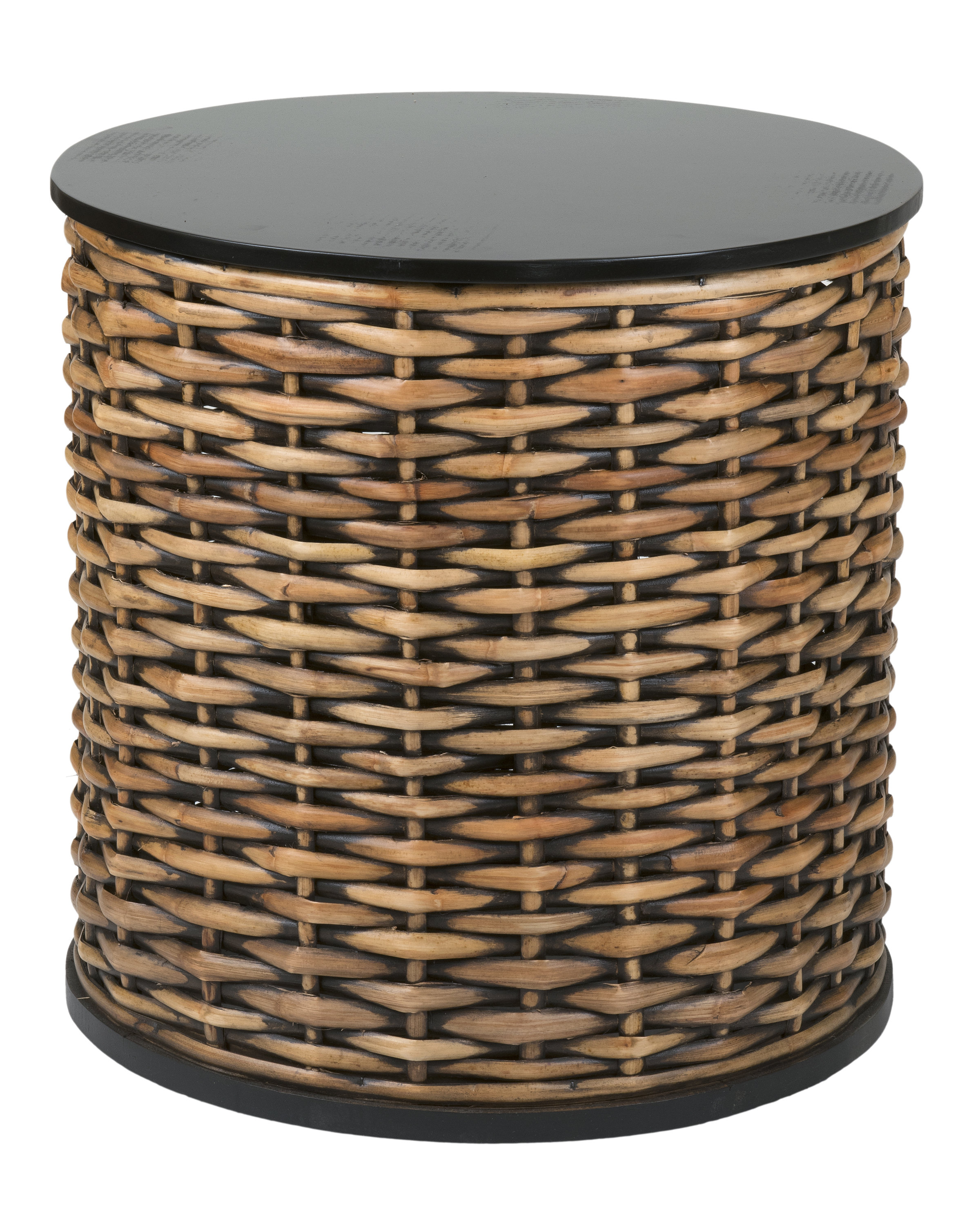 wicker drum end table