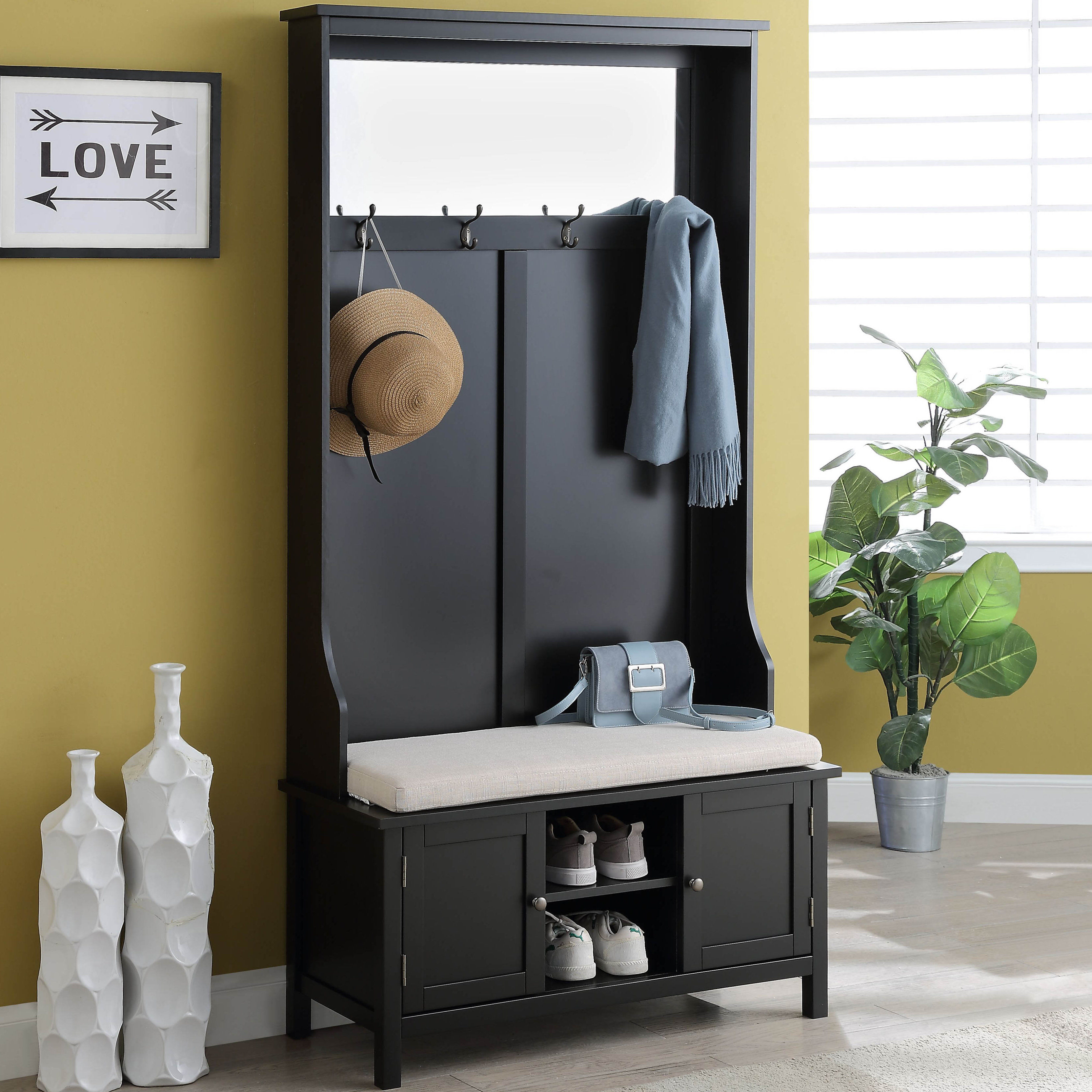 Gracie Oaks Nohemi 38'' Wide Hall Tree with Bench & Reviews Wayfair