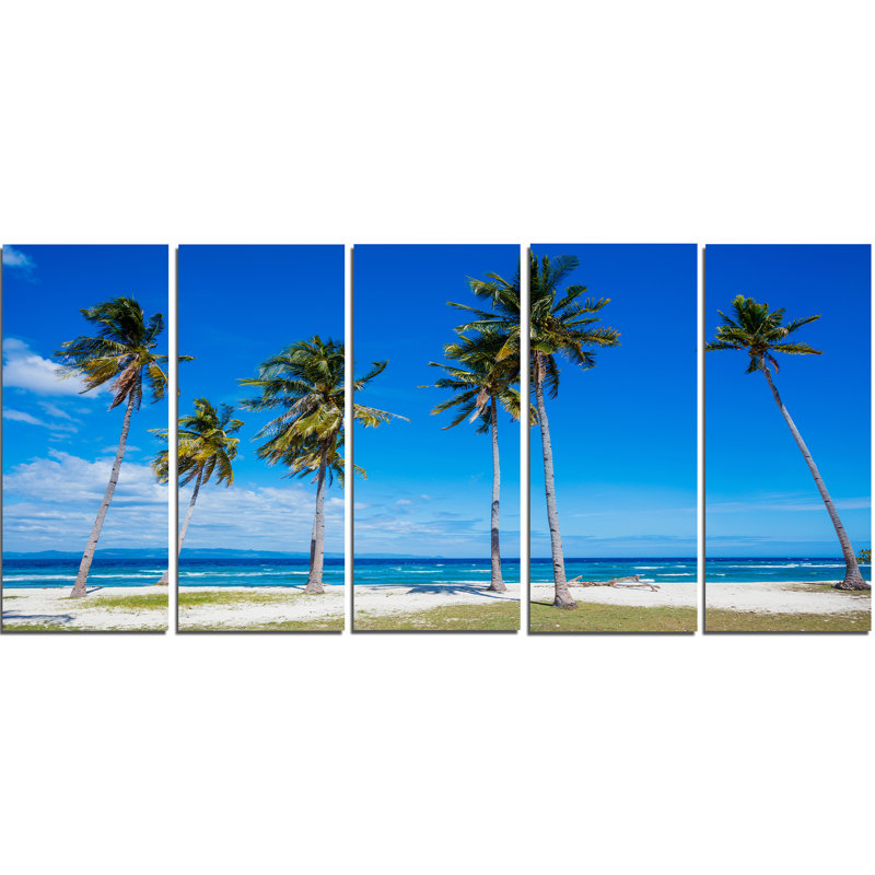 Highland Dunes Palms On Philippines Tropical Beach 5 Piece Wall Art On Wrapped Canvas Set Wayfair
