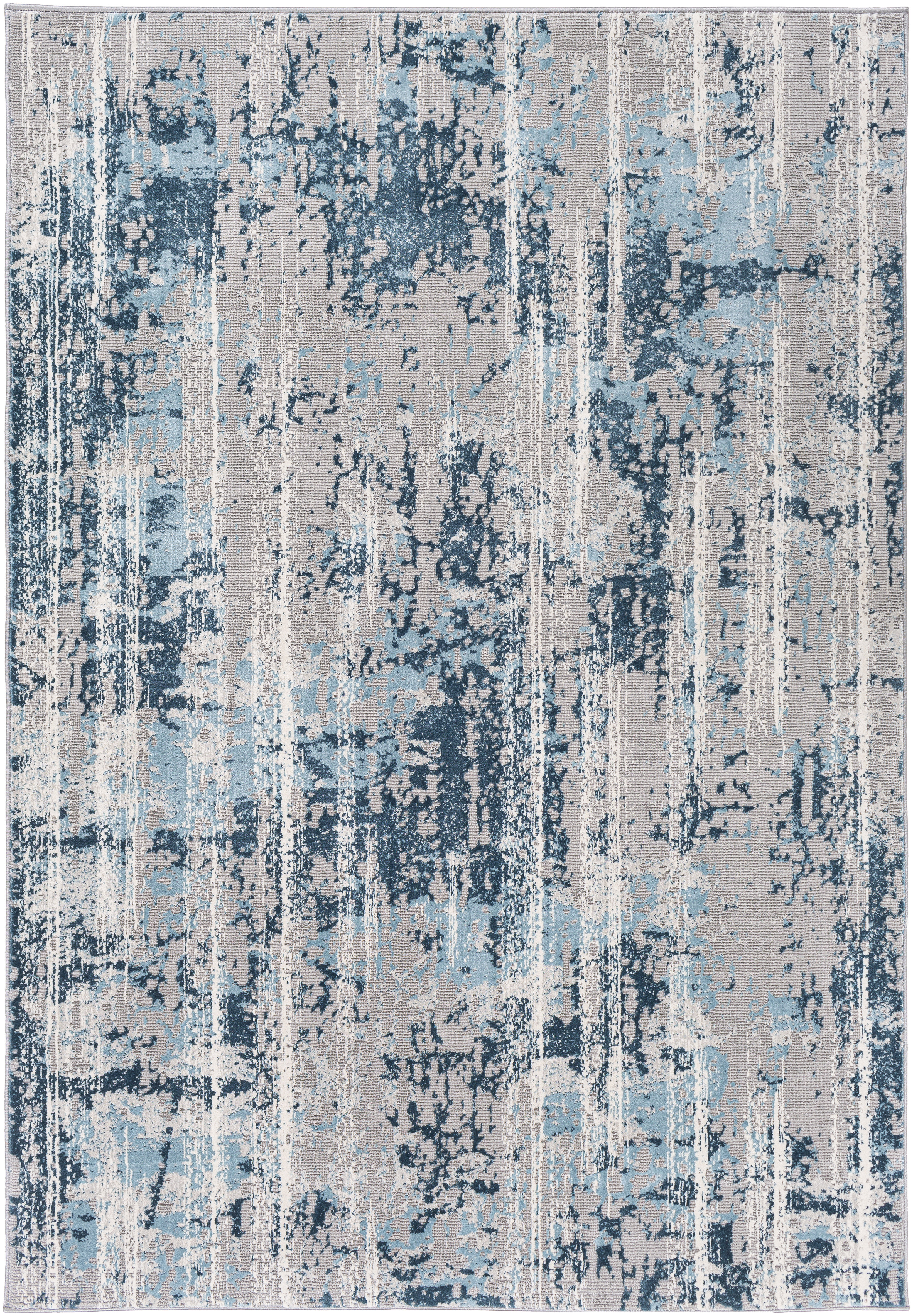 17 Stories Adilynn Abstract Teal Ivory Area Rug Wayfair