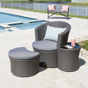 Boca Outdoor 3 Piece Lounge Chair with Cushion