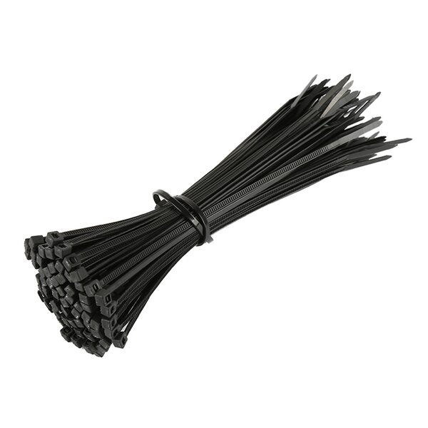 8 inch 100pcs Nylon Wire Zip Ties Cable Ties UV Black 50lbs Self-locking 