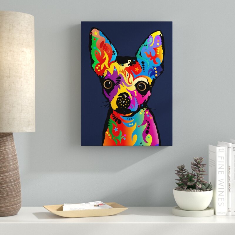 Latitude Run Chihuahua Dog Blue Graphic Art On Wrapped Canvas Wayfair