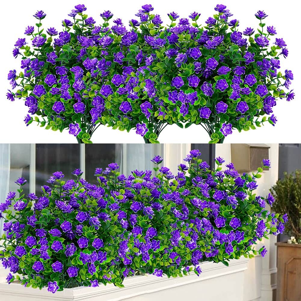 Artificial Flowers Outdoor UV Resistant Fake Plastic Plants Outside Indoor 