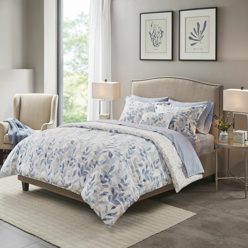 Rosalind Wheeler Mansfield Blue Reversible Comforter Set Reviews Wayfair