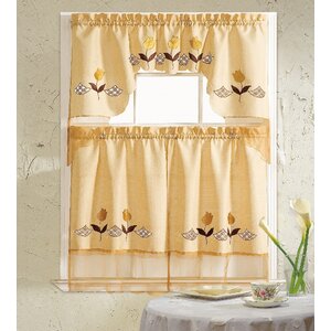 Lily 3 Piece Kitchen Curtain Set