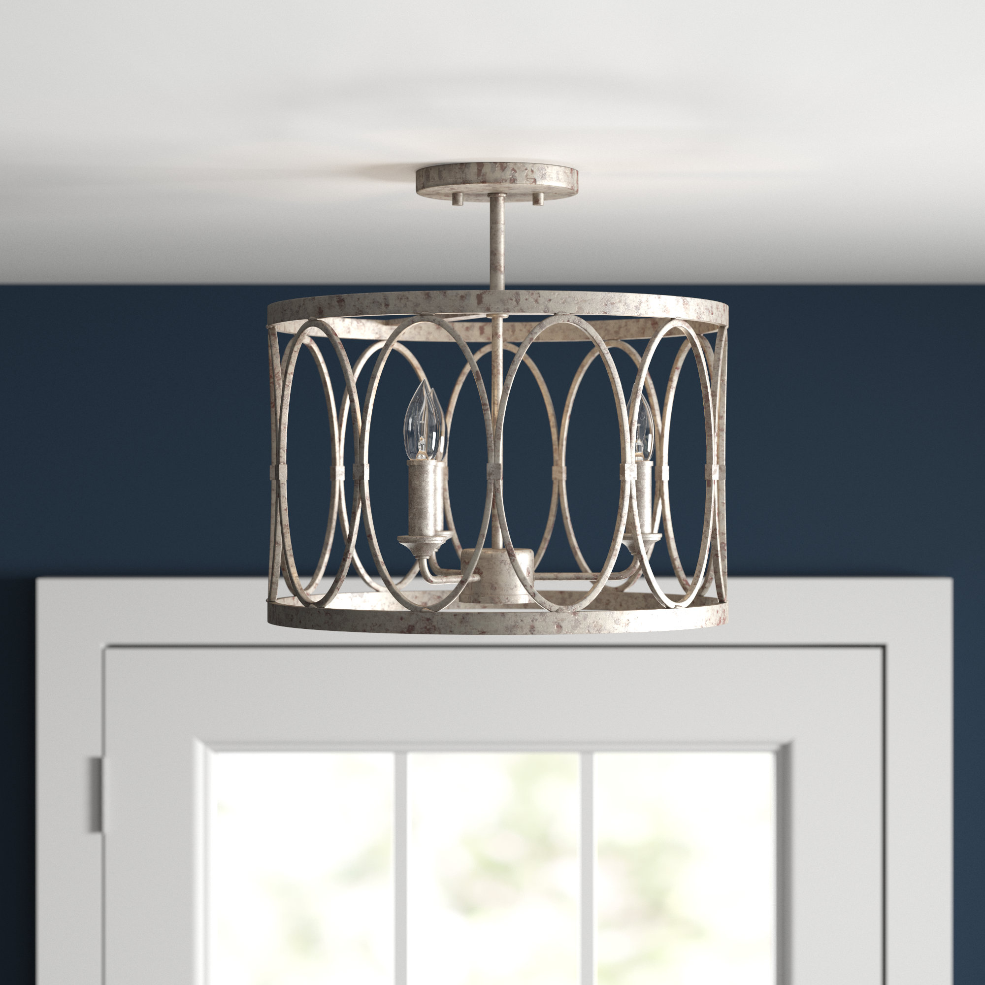 Birch Lane Gabel 3 Light 14 Caged Drum Semi Flush Mount Birch Lane
