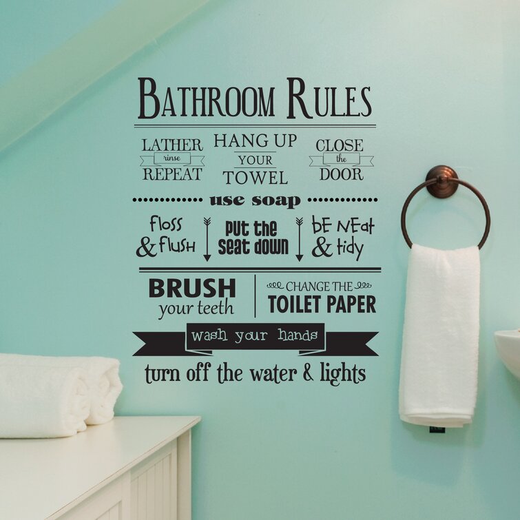 Toilet Rules With Rolls Bathroom Inspired Design Wall Art Decal Vinyl Sticker