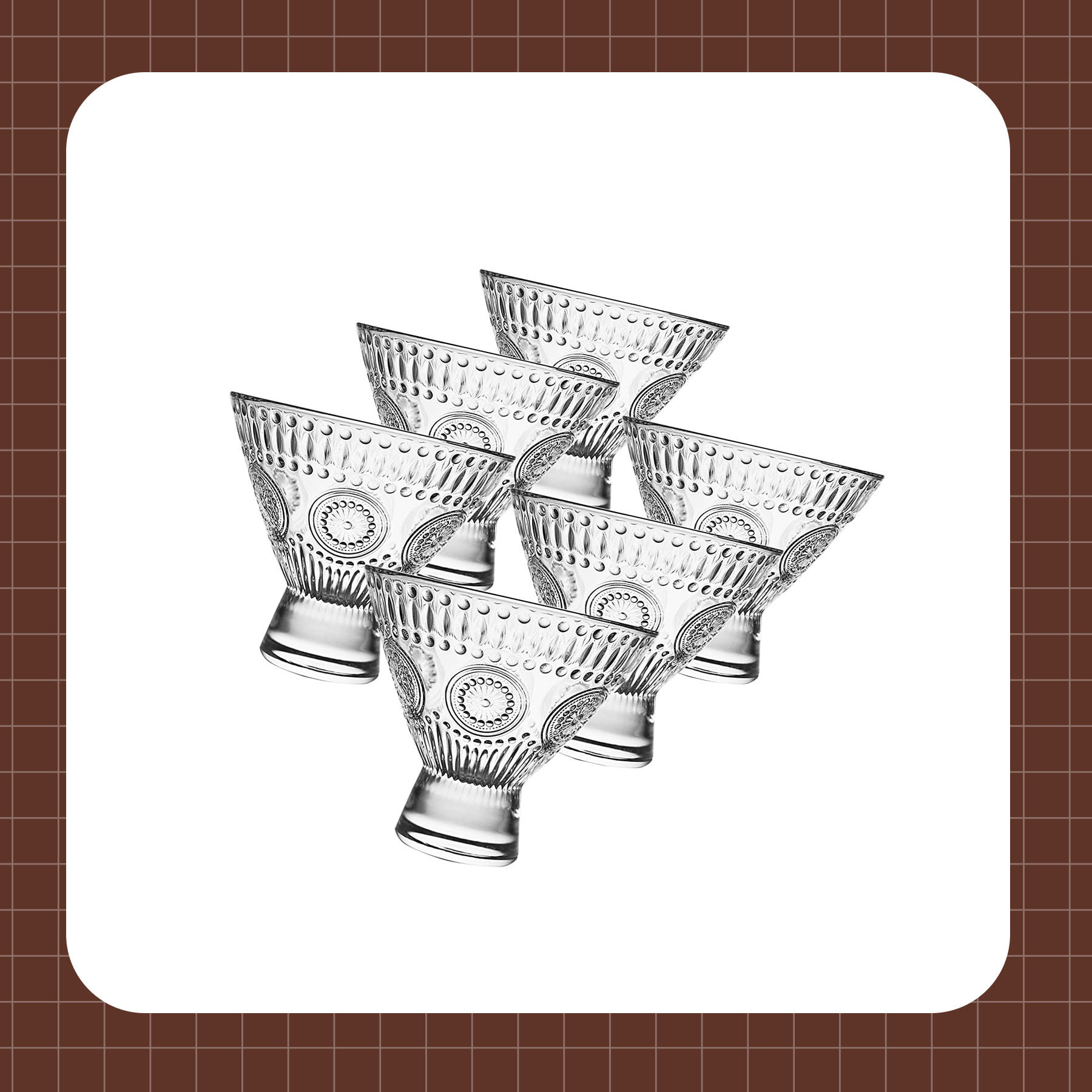 Eternal Night Stemless Martini Glasses, 8.5Oz Vintage Cocktail Glasses