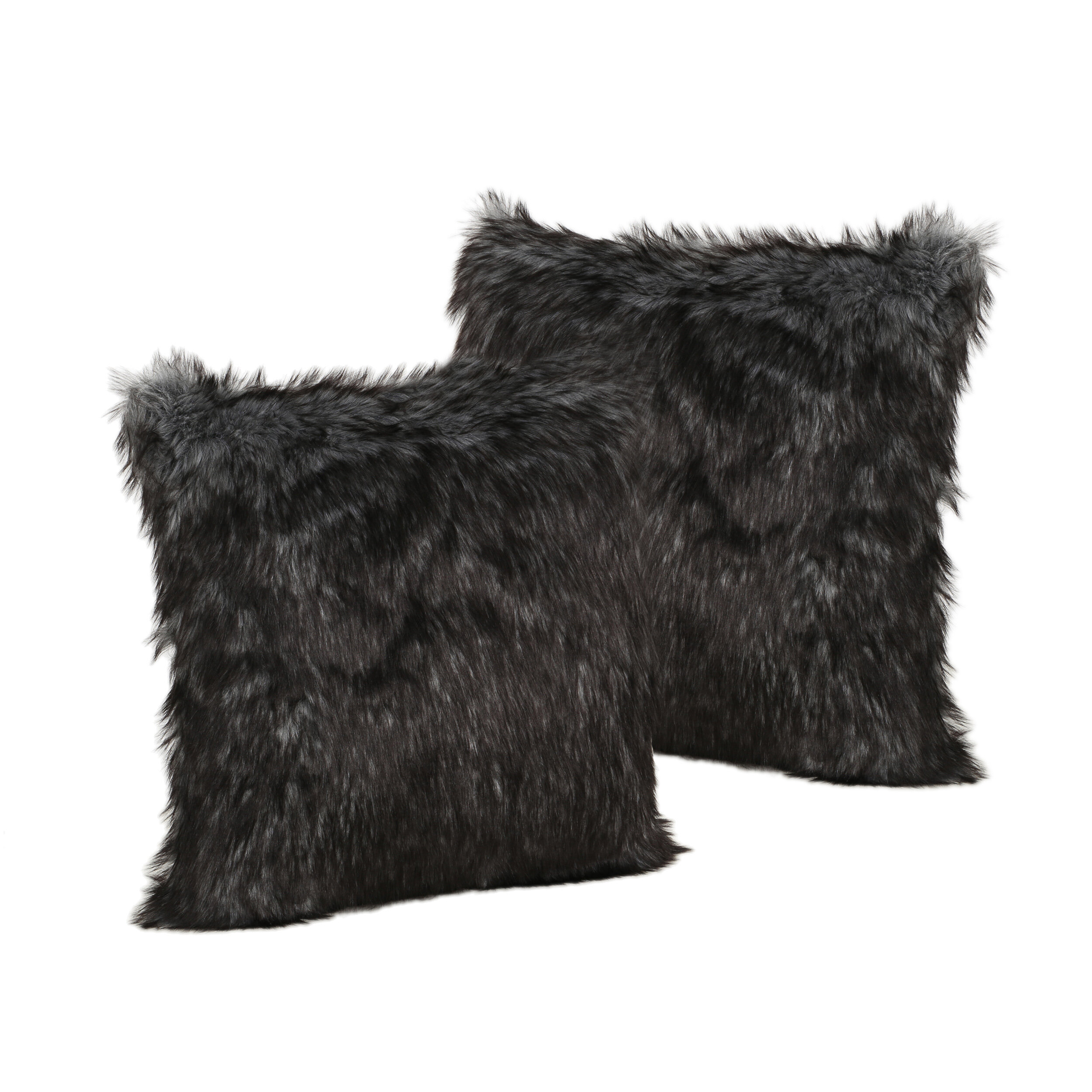 black fluffy throw pillows