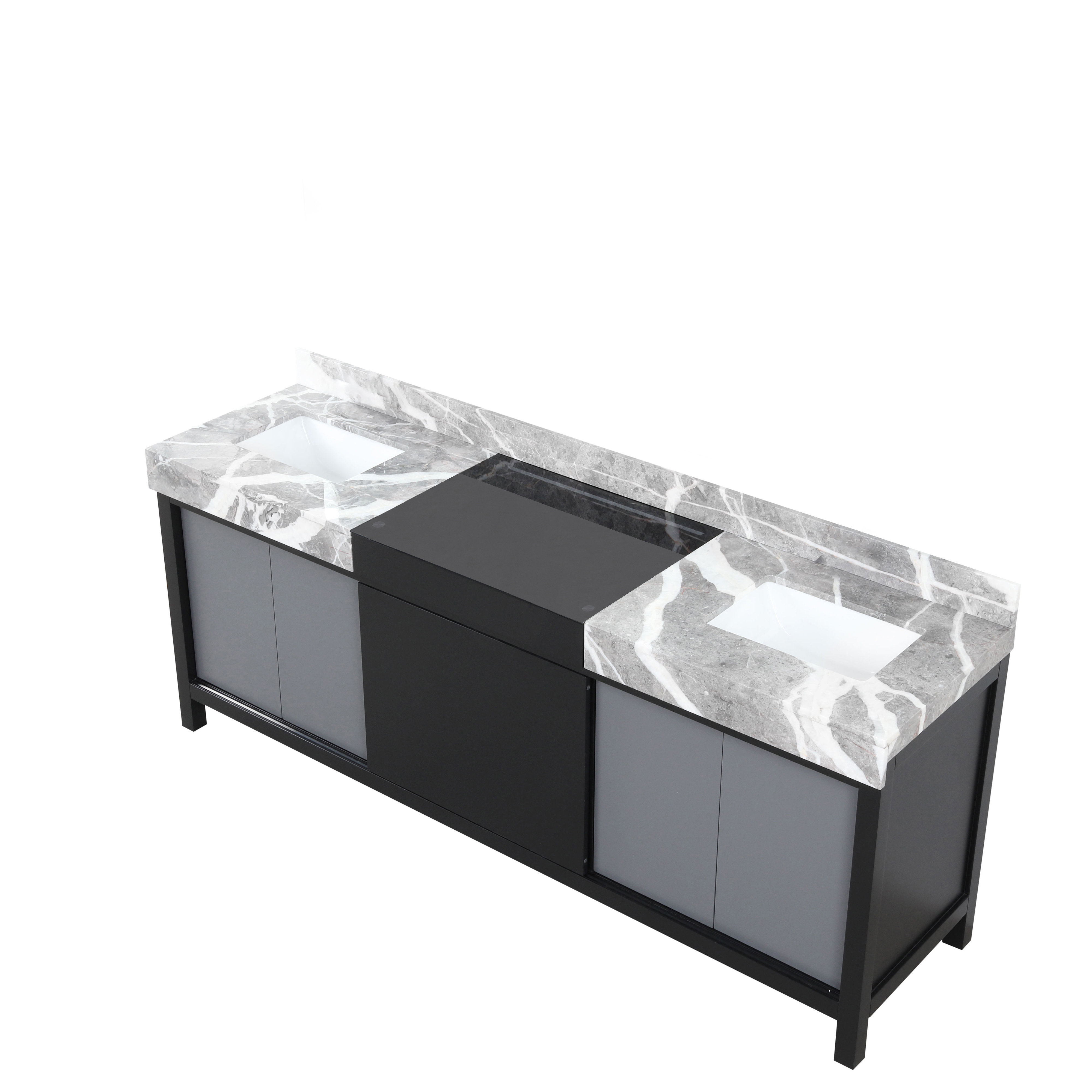 Lexora Zilara 84 Inch Bathroom Vanity Cabinet In Black And Grey, With ...