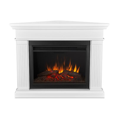 Kennedy Grand Corner Electric Fireplace Real Flame Finish White