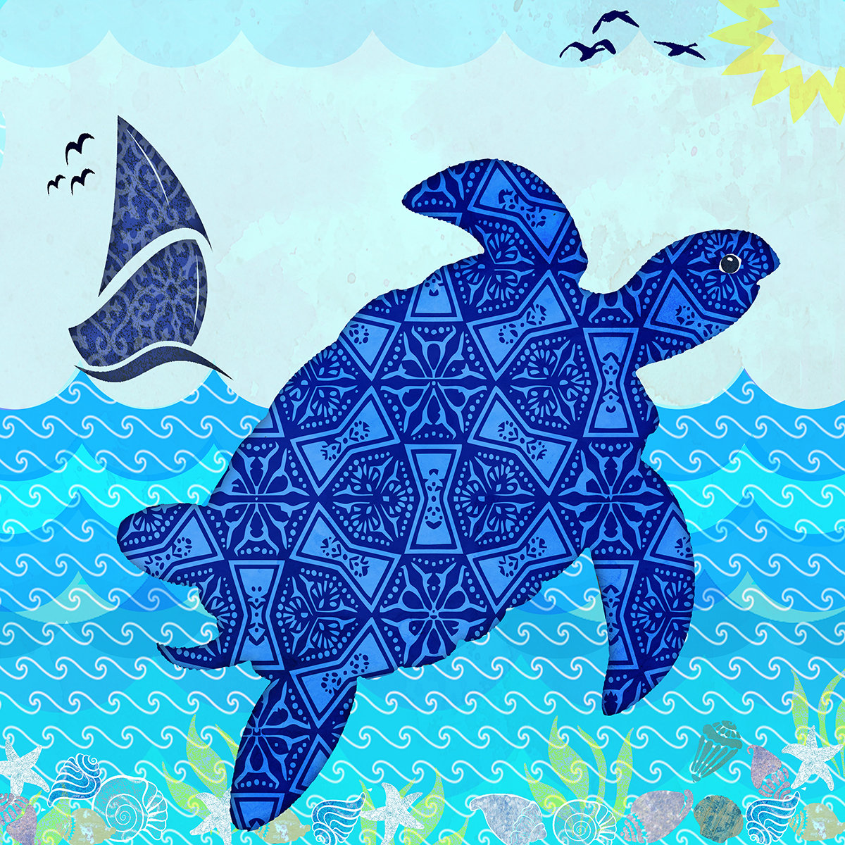 FRAMED Sea Turtle by Jill Meyer Comes ready to hang Made in the USA