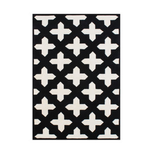 Rivas Hand Woven Wool Black/White Indoor Area Rug
