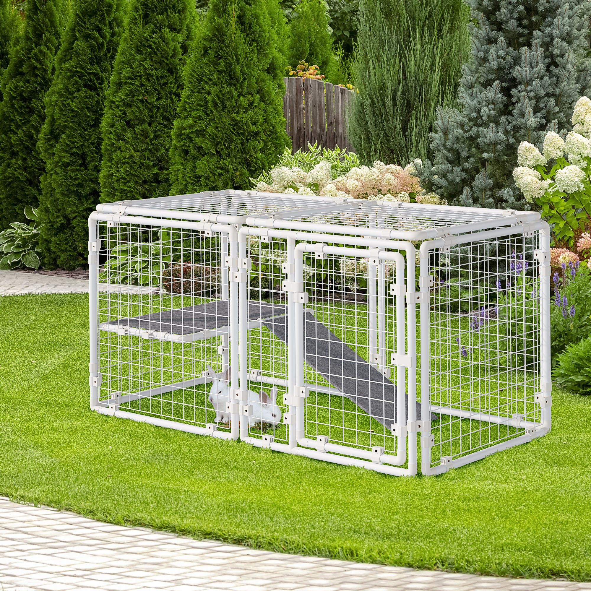 Pawhut Weather Resistant Rabbit Cage with Ramp | Wayfair.co.uk