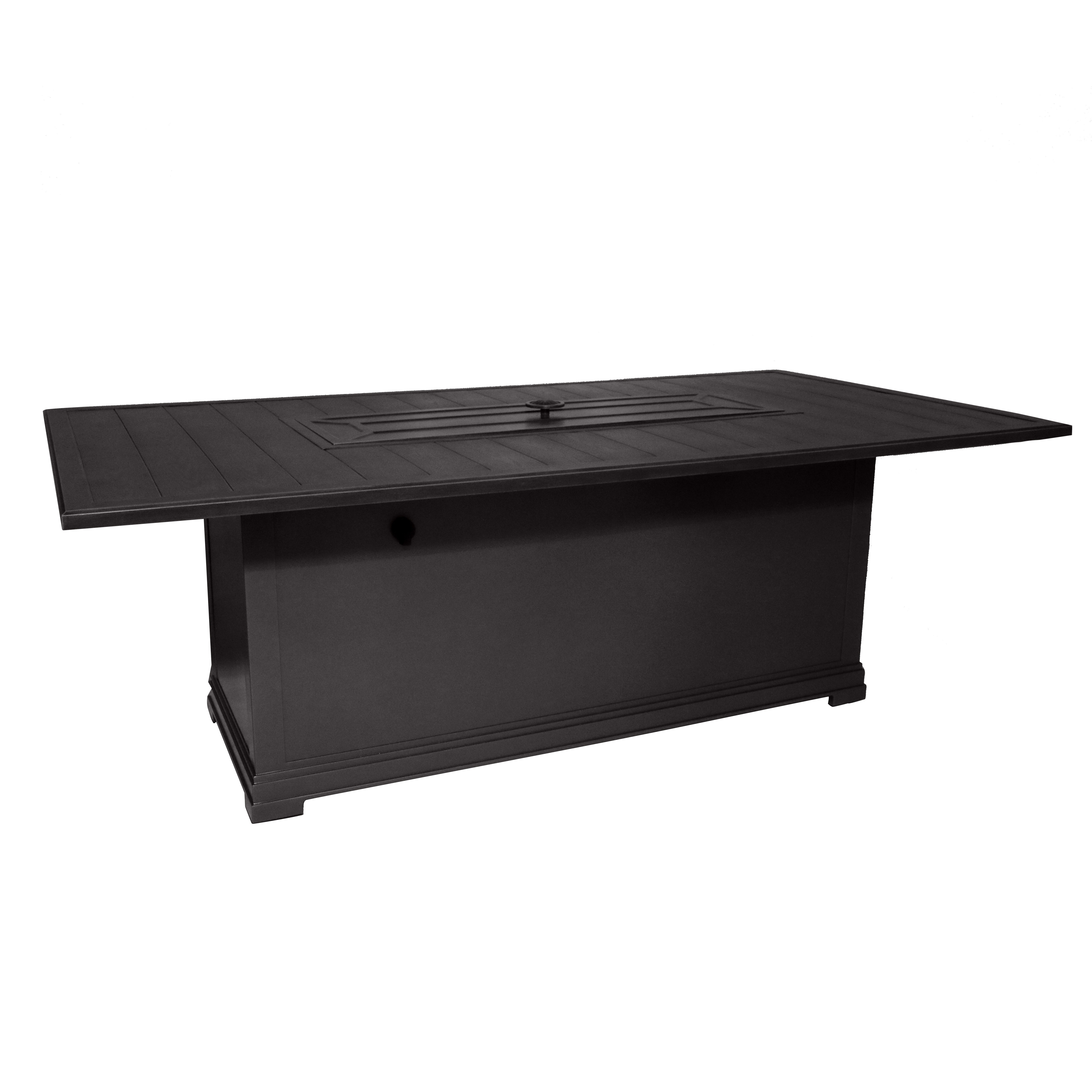 Rectangular Embossed Wood Grain Slats Aluminum Propane Fire Pit Table