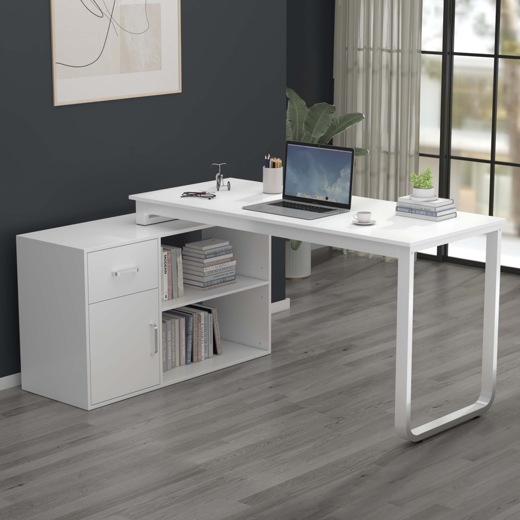 Ebern Designs LShaped Computer Desk With A Drawer & A Corner