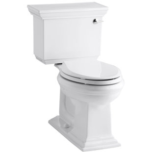 Go to store & view more images Kohler Memoirs Stately Comfort Height Two-Piece Elongated 1.28 GPF Toilet with Aquapiston Flush Technology and Right-Hand Trip Lever