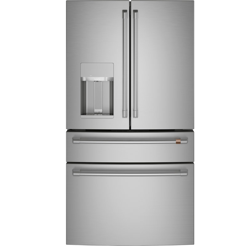 Ft Matte White And Brushed Bronze 4-Door French Door Refrigerator Cafe 27.6 Cu