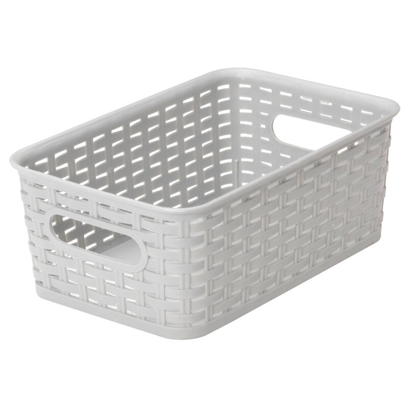 gray woven storage baskets