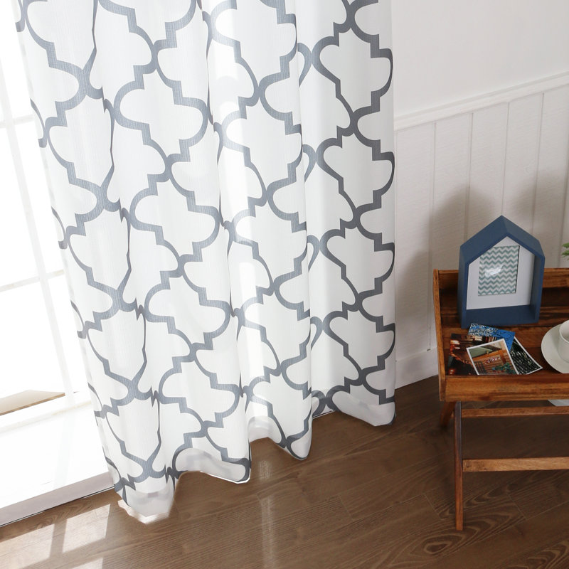 Arrey Basketweave Geometric Semi Sheer Grommet Curtain Panel Arrey Basketweave Geometric Semi Sheer Grommet Curtain Panel