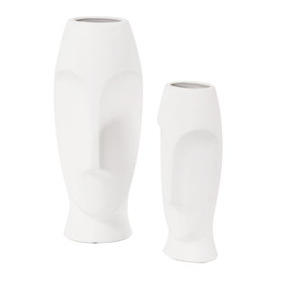 Modern Contemporary White Face Vase Allmodern Traver 2 Piece Faces Ceramic Vase Set