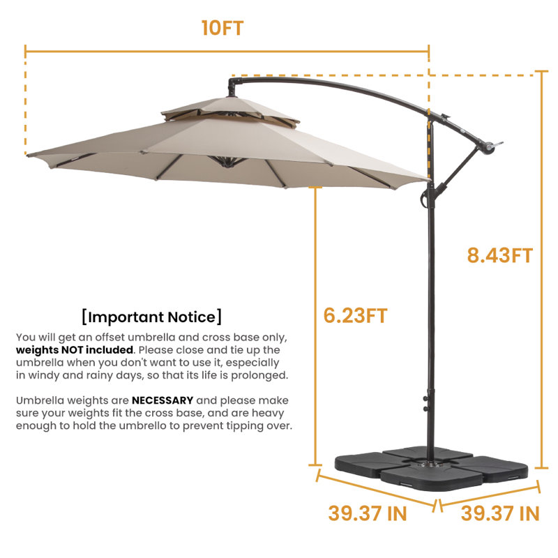 Freeport Park 10 Ft Double Top Patio Offset Cantilever Umbrella Outdoor Hanging Umbrella With Crank And Cross Base Bronze Umbrella Pole And Ribs 500h Fadesafe Reviews Wayfair Ca