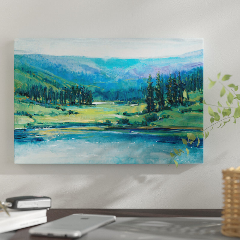 East Urban Home Mountain Lake I Watercolor Painting Print On