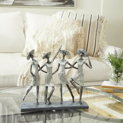 Polystone Woman Decorative Gray Sculpture