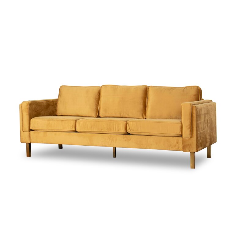 Ashcroft Imports 88'' Velvet Square Arm Sofa | Wayfair