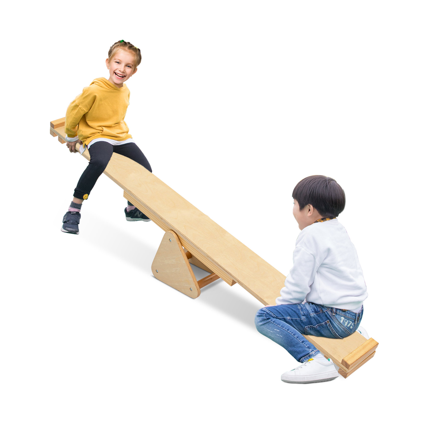 GOME Wooden Indoor Balance Beam And Seesaw Playground, Play Gym