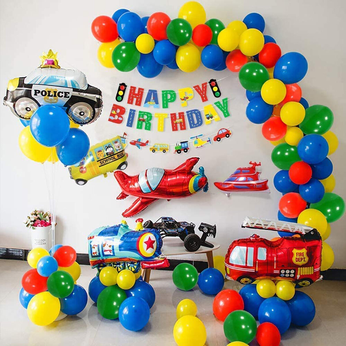 Construction Vehicles Theme Tableware Set Balloon Decor Birthday Party Supplies