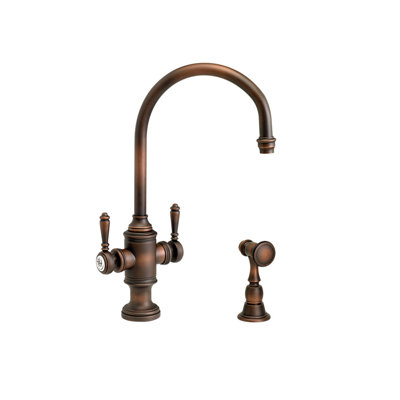 Hampton Double Handle Kitchen Faucet With Side Spray Waterstone