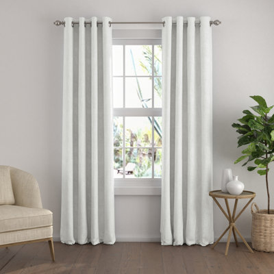 100% Blackout Textured Linen-Blend Grommet Curtain Set