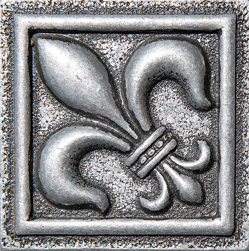 Parvatile 2 X Fleur De Lis Deco Accent Tile In Pewter Wayfair 2 X Fleur De Lis Deco Accent Tile