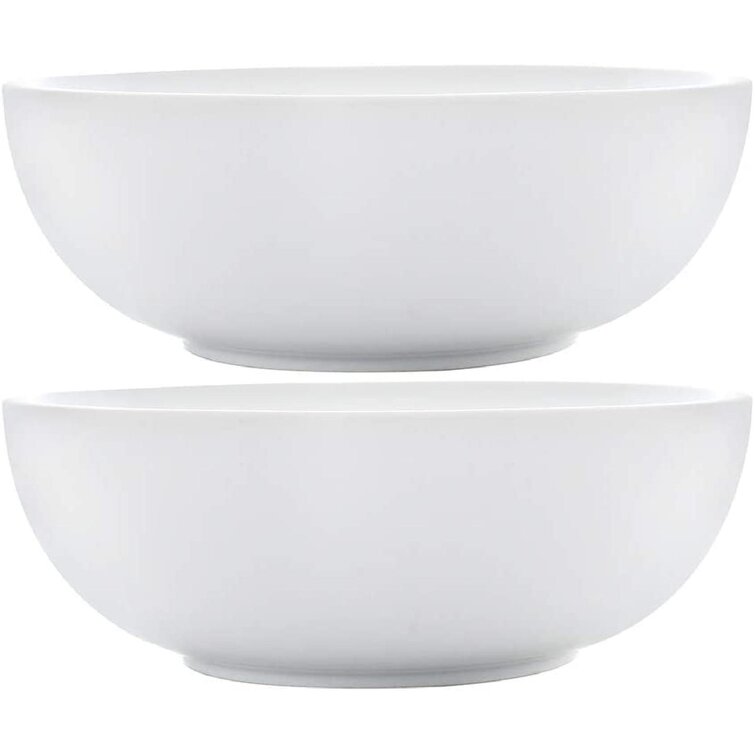 3.5 Quarts Extra Large and Wide White Porcelain Pasta Salad Serving Bowl Bone China SURFLORA 13 Inches 120oz