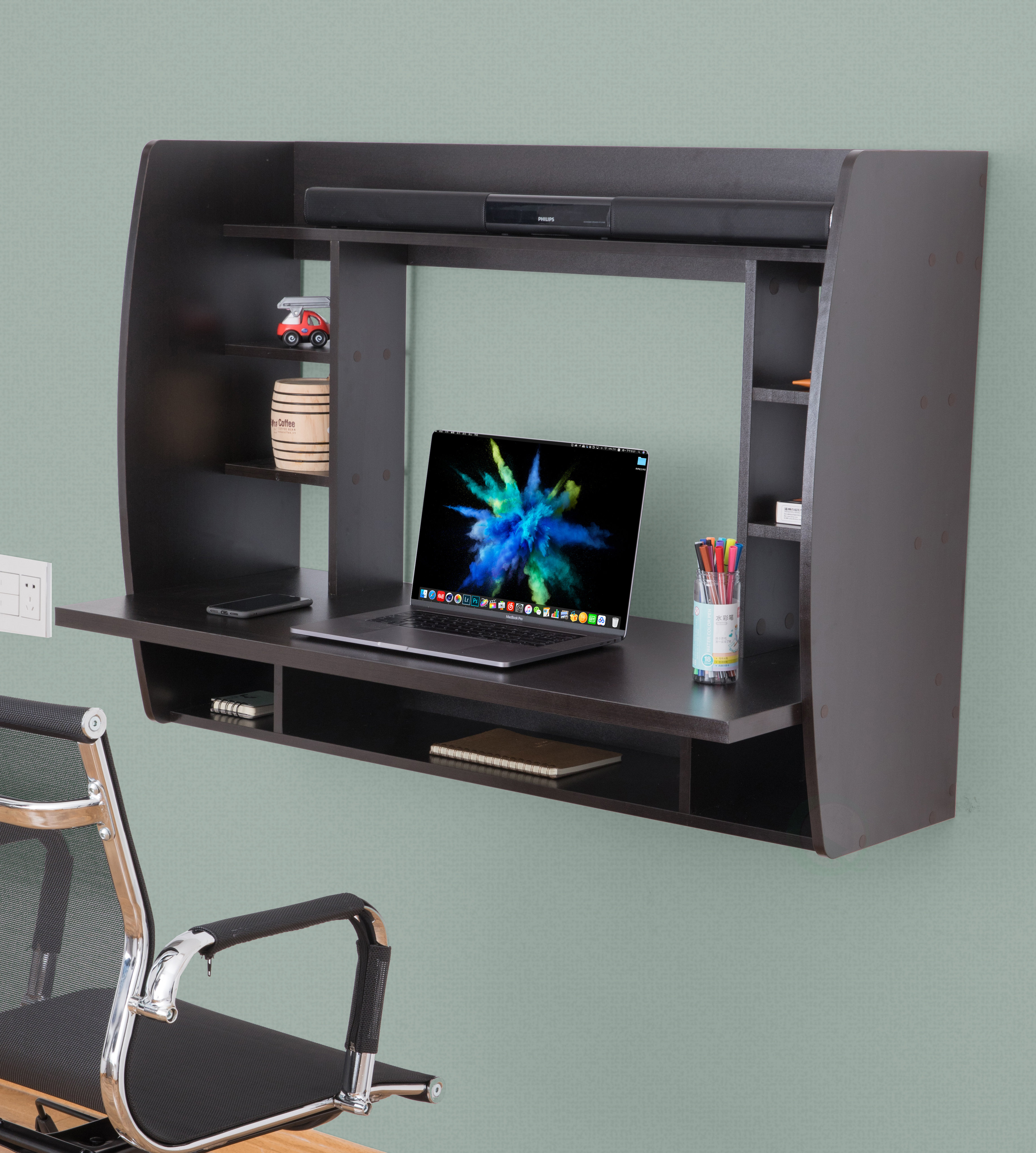 Latitude Run® Amon Floating Desk with Hutch & Reviews | Wayfair