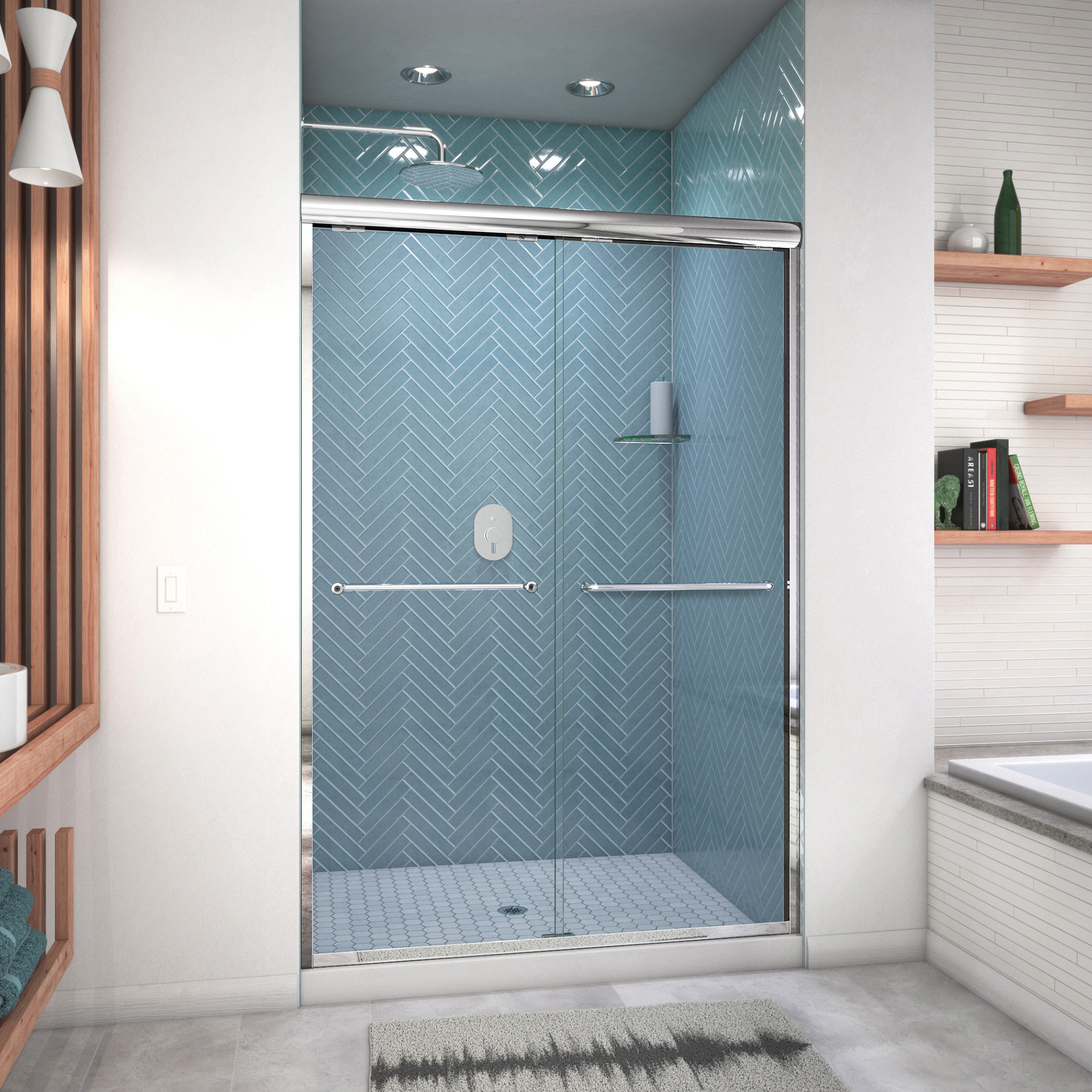 Arizona Shower Door Ese 48" W x 74.5" H SemiFrameless Shower Door