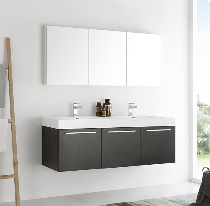 Fresca Senza 60 Vista Double Wall Mounted Modern Bathroom Vanity Set With Mirror Wayfair